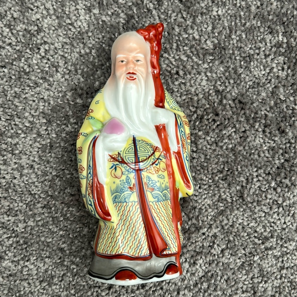 Vintage 1940s Porcelain Shou Xing Lao Chinese Immortal Of Longevity